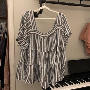 🍁CLOSET CLEAN OUT🍁 Striped Tiered Square Neck Shirt